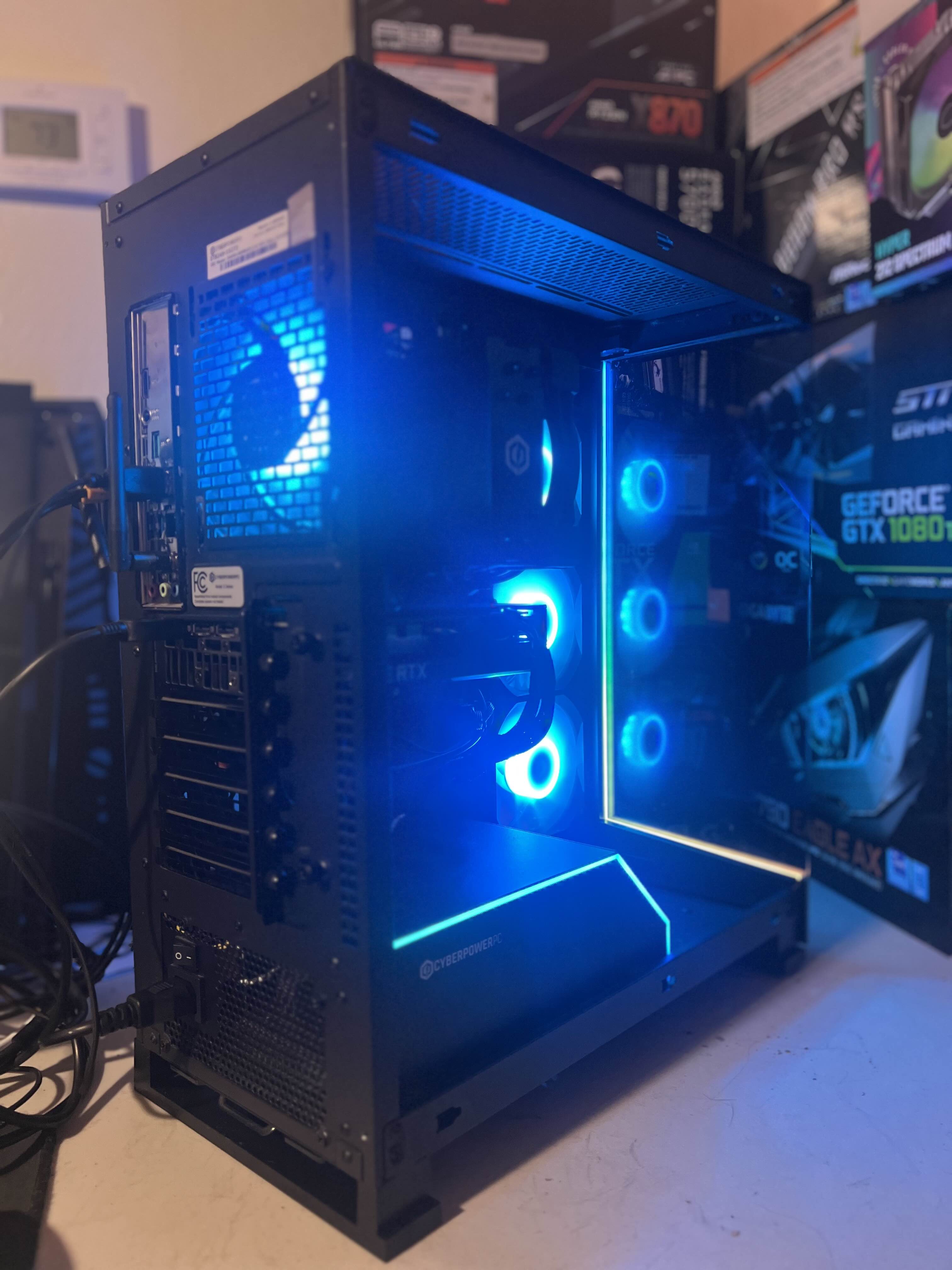 Custom PC build close-up